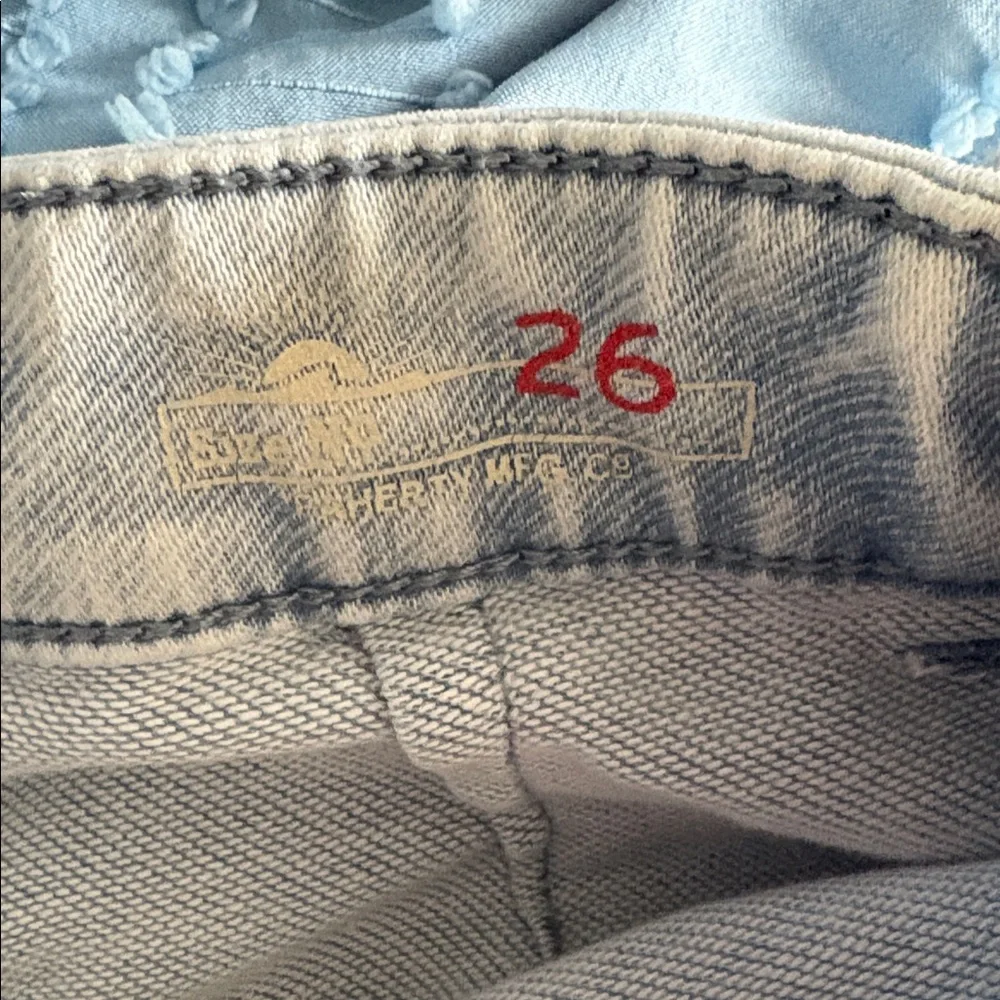 Faherty stretch terry patch pocket blue flare jeans retro hipster festival 26 - Picture 8 of 11